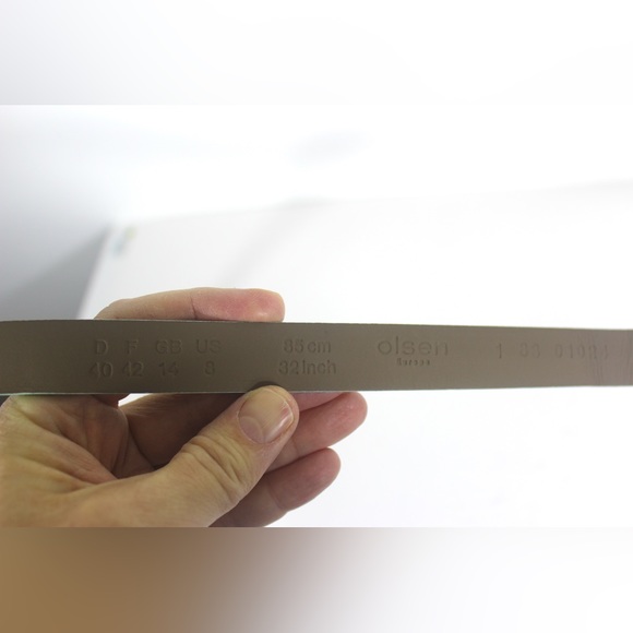 1980’s OLSEN Dark Green Leather Belt with Infinity Crossed Keeper Loop Silver - Picture 9 of 10